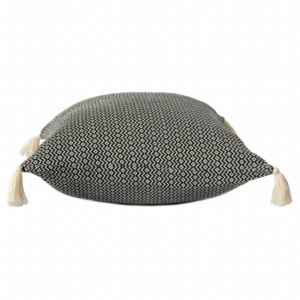 18" X 18" Black 100% Cotton Geometric Zippered Pillow HomeRoots