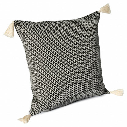 18" X 18" Black 100% Cotton Geometric Zippered Pillow HomeRoots