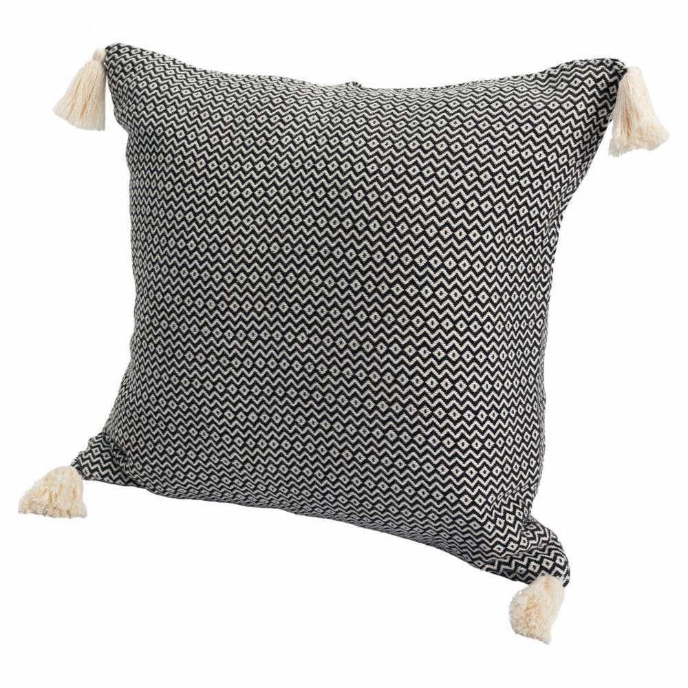 18" X 18" Black 100% Cotton Geometric Zippered Pillow HomeRoots