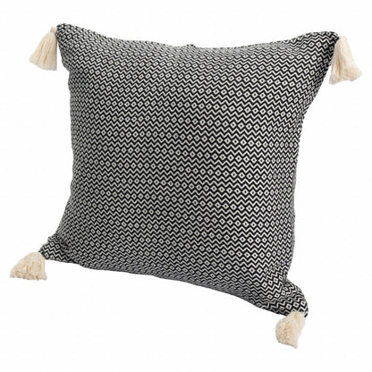 18" X 18" Black 100% Cotton Geometric Zippered Pillow HomeRoots