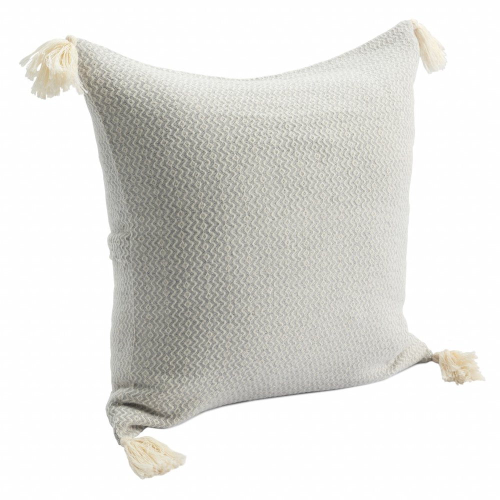 18" X 18" Light Gray 100% Cotton Geometric Zippered Pillow — view 3
