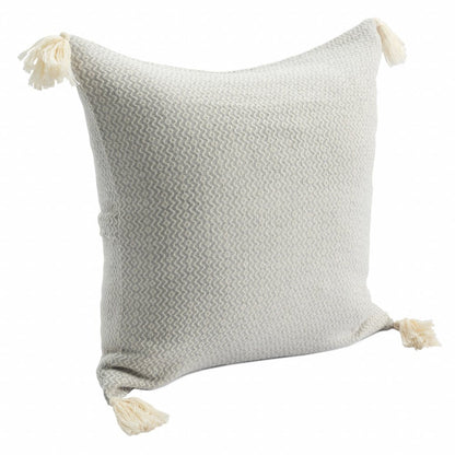 18" X 18" Light Gray 100% Cotton Geometric Zippered Pillow HomeRoots