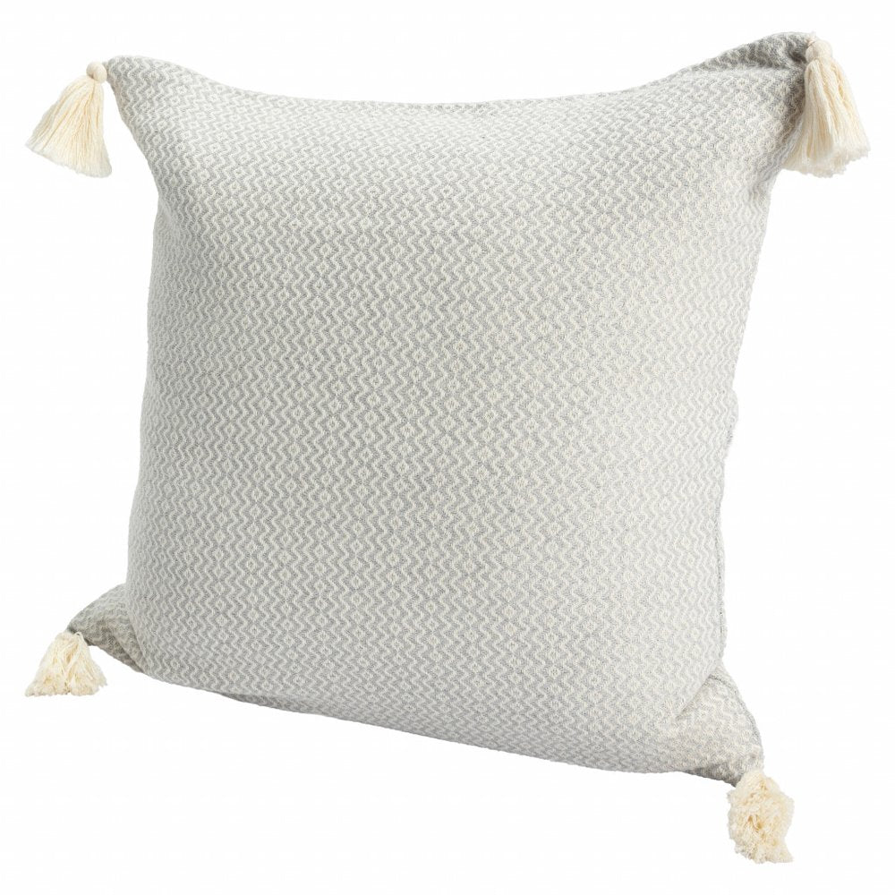 18" X 18" Light Gray 100% Cotton Geometric Zippered Pillow HomeRoots