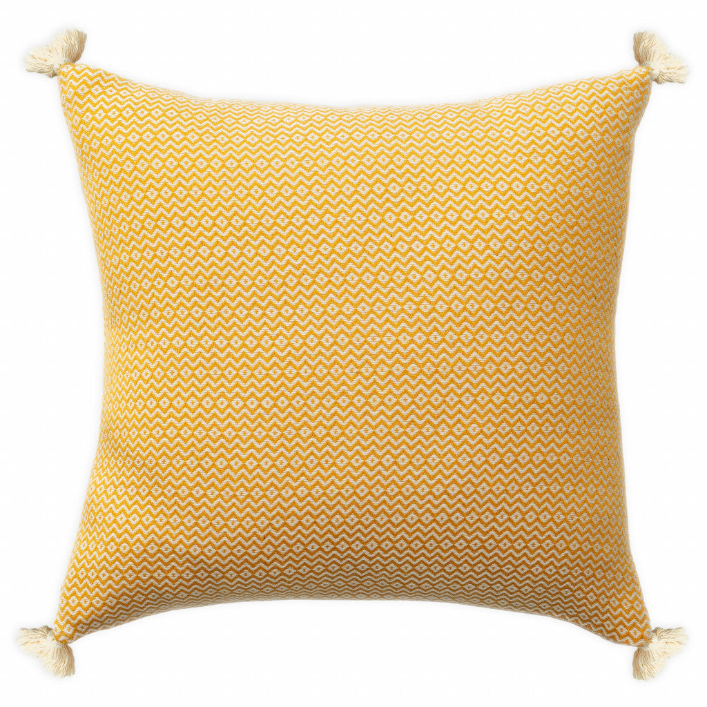 18" X 18" Mustard 100% Cotton Geometric Zippered Pillow FurniFindUSA