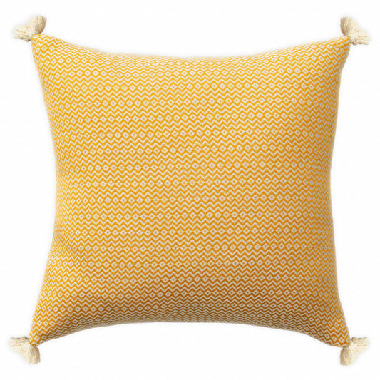 18" X 18" Mustard 100% Cotton Geometric Zippered Pillow FurniFindUSA