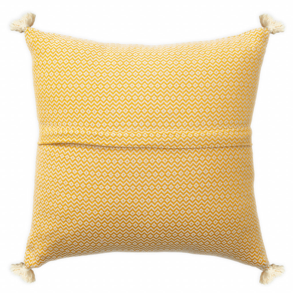 18" X 18" Mustard 100% Cotton Geometric Zippered Pillow FurniFindUSA