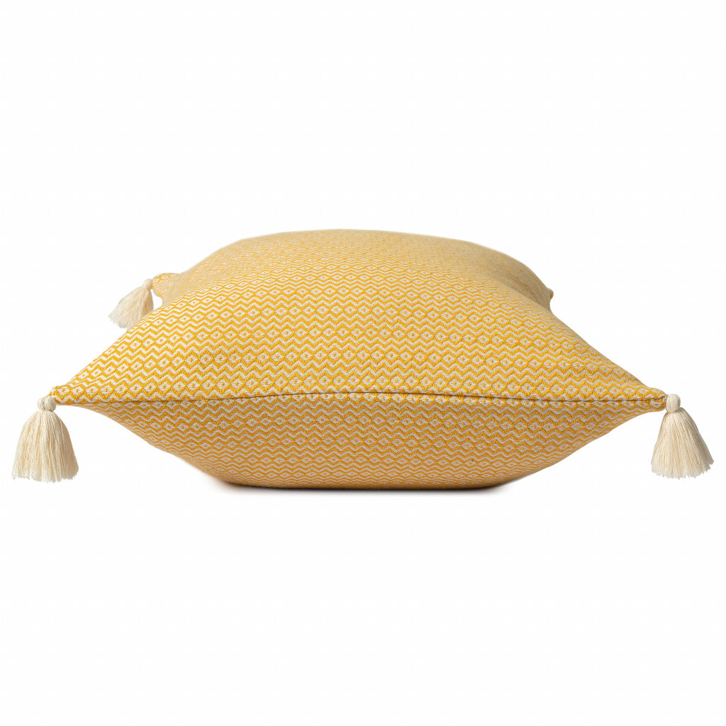 18" X 18" Mustard 100% Cotton Geometric Zippered Pillow FurniFindUSA