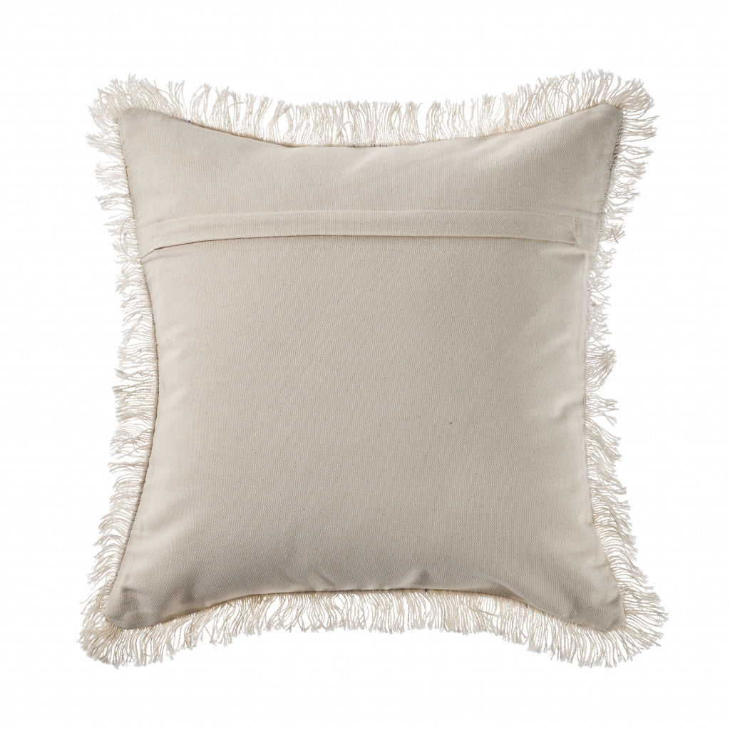 18" X 18" Navy Blue And Ivory 100% Cotton Coastal Zippered Pillow FurniFindUSA