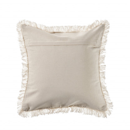 18" X 18" Cream And Charcoal Navy 100% Cotton Coastal Zippered Pillow FurniFindUSA
