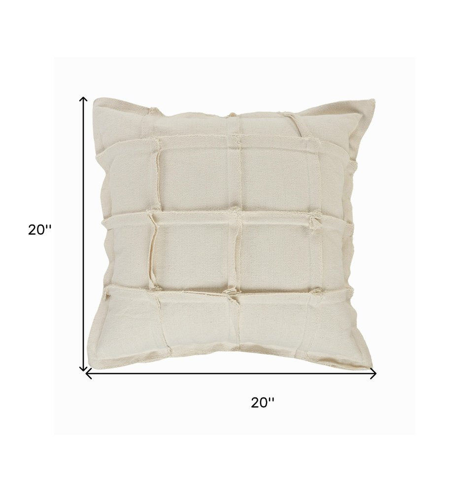 20" Beige Cotton Throw Pillow — view 9
