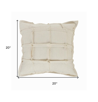 20" Beige Cotton Throw Pillow