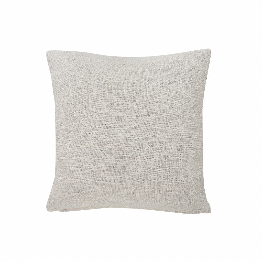 20" Ivory and Blue Coastal Cotton Throw Pillow With Texture FurniFindUSA