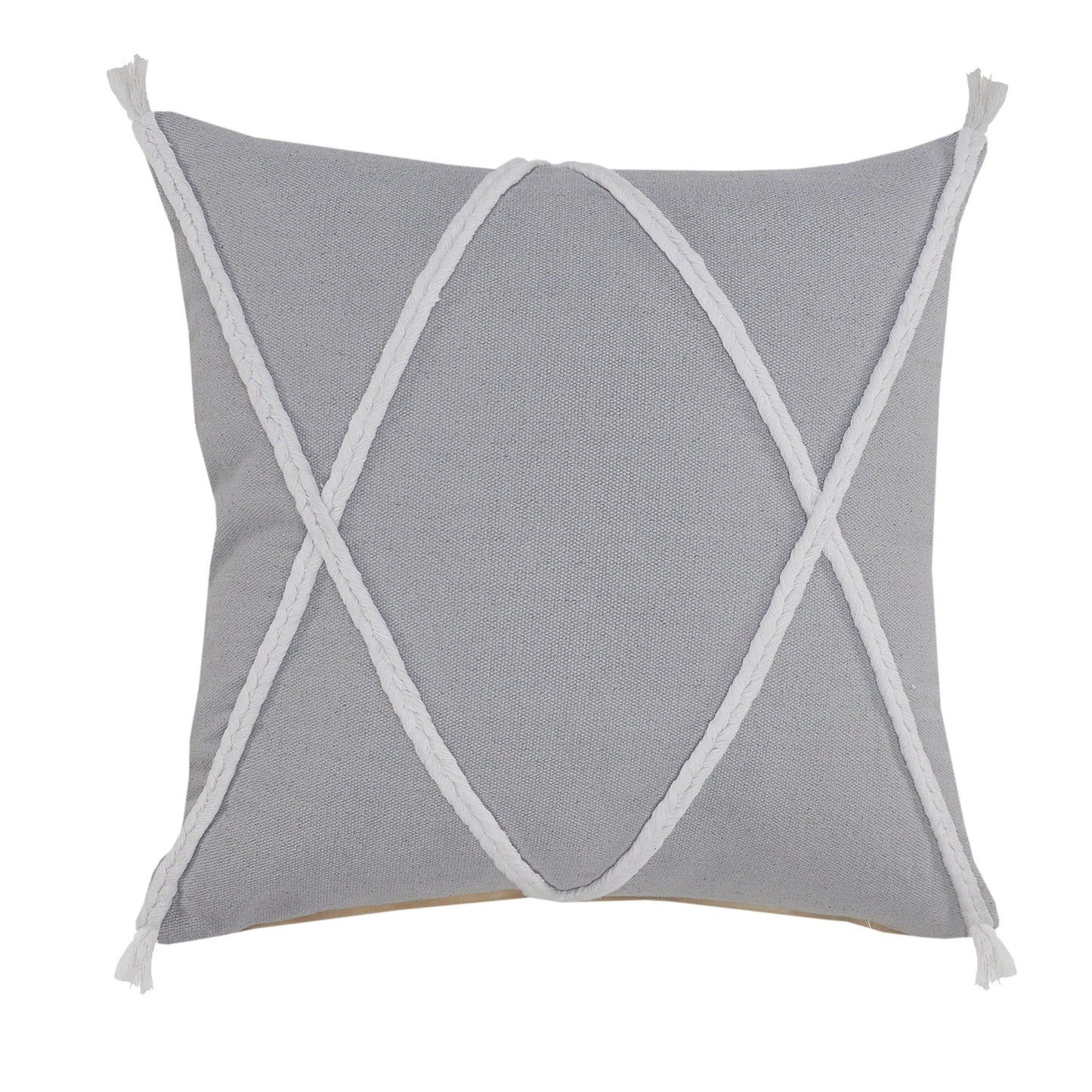 20" X 20" Light Gray And White 100% Cotton Coastal Zippered Pillow FurniFindUSA