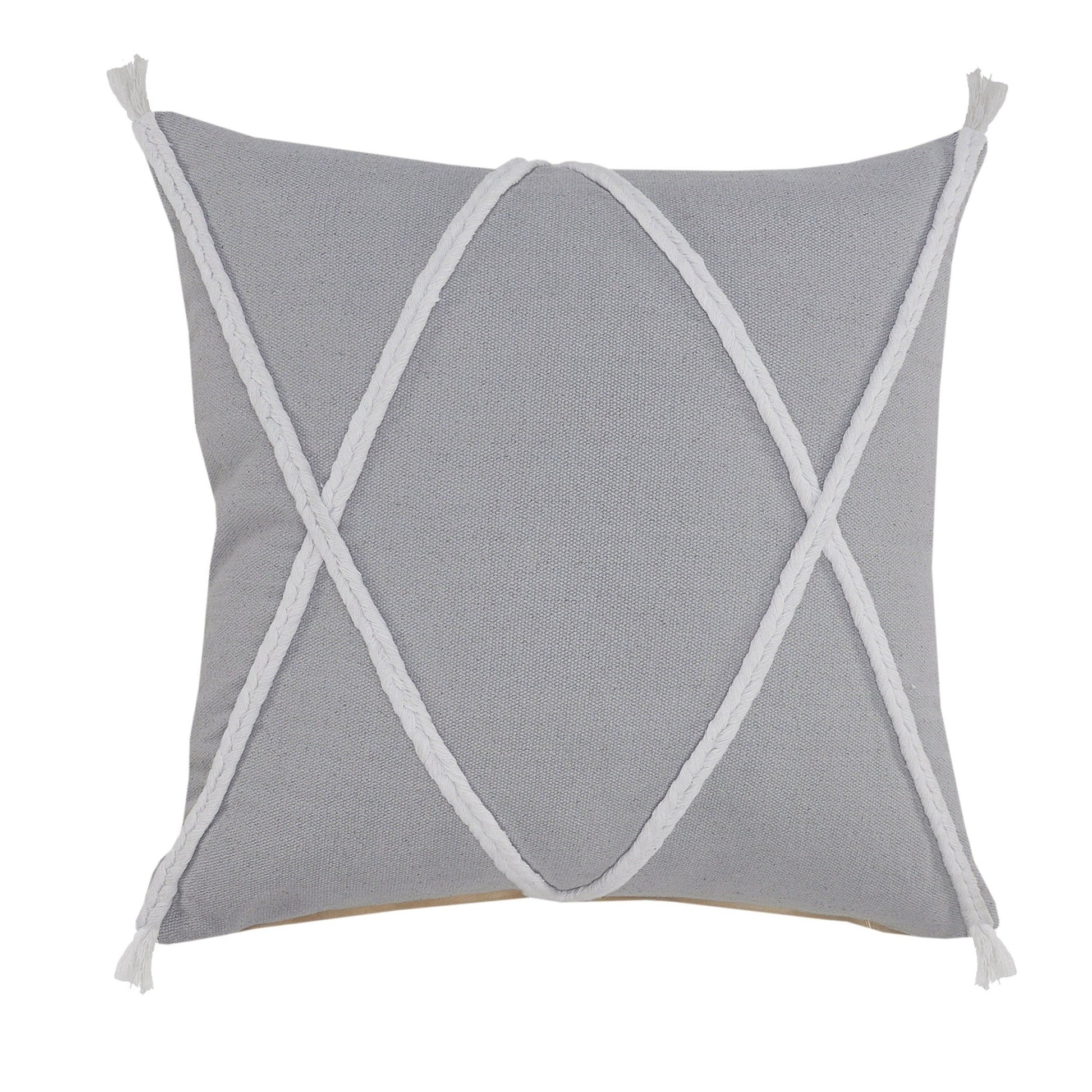 20" X 20" Light Gray And White 100% Cotton Coastal Zippered Pillow FurniFindUSA