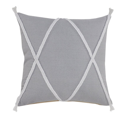 20" X 20" Light Gray And White 100% Cotton Coastal Zippered Pillow FurniFindUSA