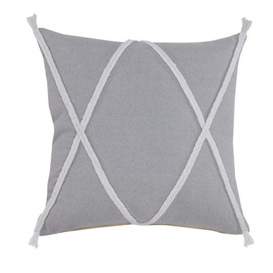 20" X 20" Light Gray And White 100% Cotton Coastal Zippered Pillow FurniFindUSA