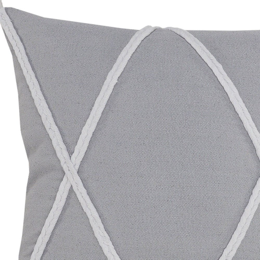 20" X 20" Light Gray And White 100% Cotton Coastal Zippered Pillow — view 10