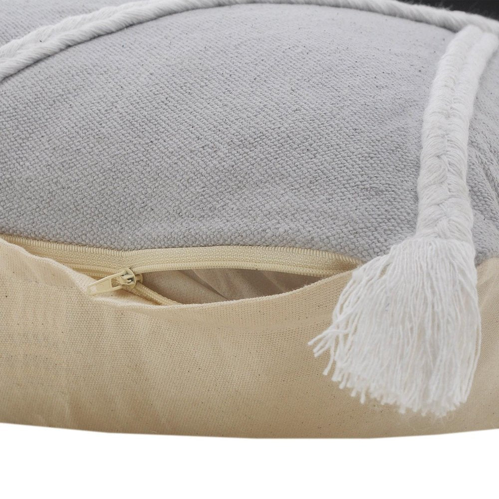 20" X 20" Light Gray And White 100% Cotton Coastal Zippered Pillow — view 3