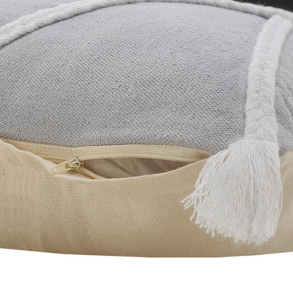 20" X 20" Light Gray And White 100% Cotton Coastal Zippered Pillow HomeRoots
