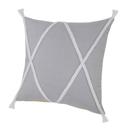 20" X 20" Light Gray And White 100% Cotton Coastal Zippered Pillow HomeRoots