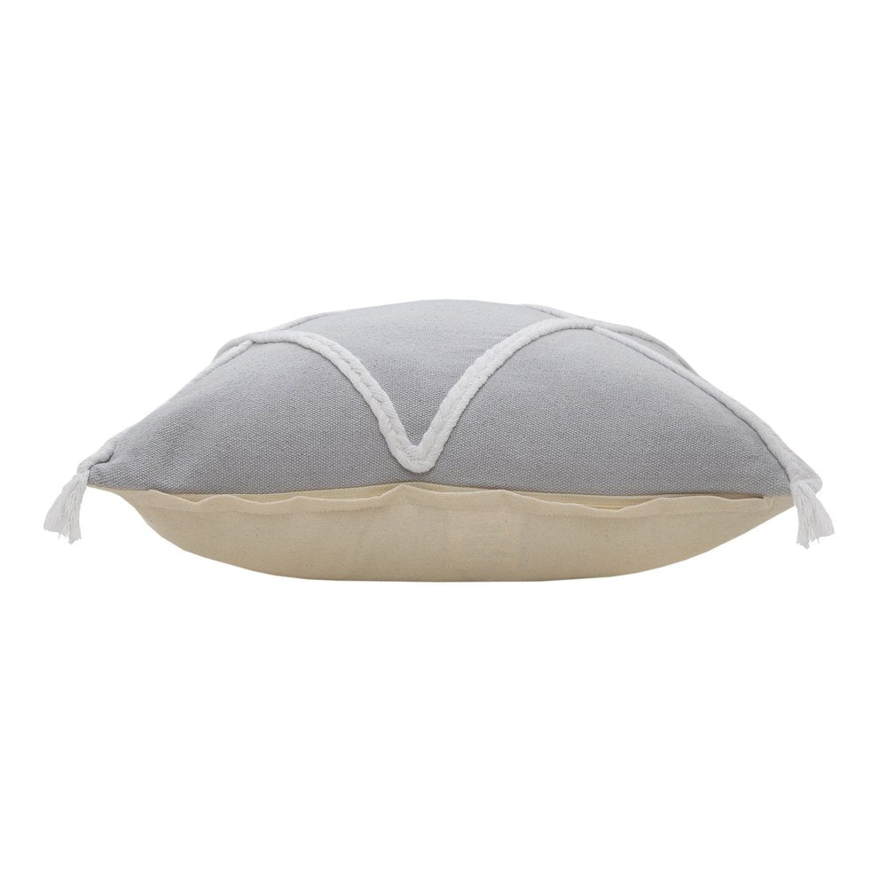 20" X 20" Light Gray And White 100% Cotton Coastal Zippered Pillow — view 7