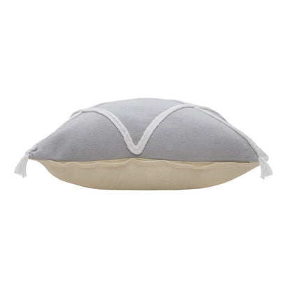 20" X 20" Light Gray And White 100% Cotton Coastal Zippered Pillow HomeRoots