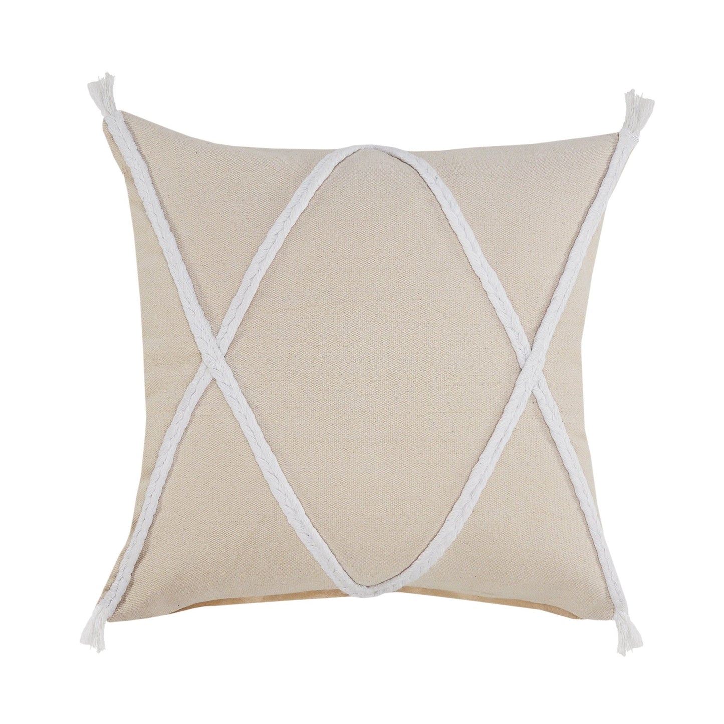 20" X 20" Birch And White 100% Cotton Coastal Zippered Pillow FurniFindUSA