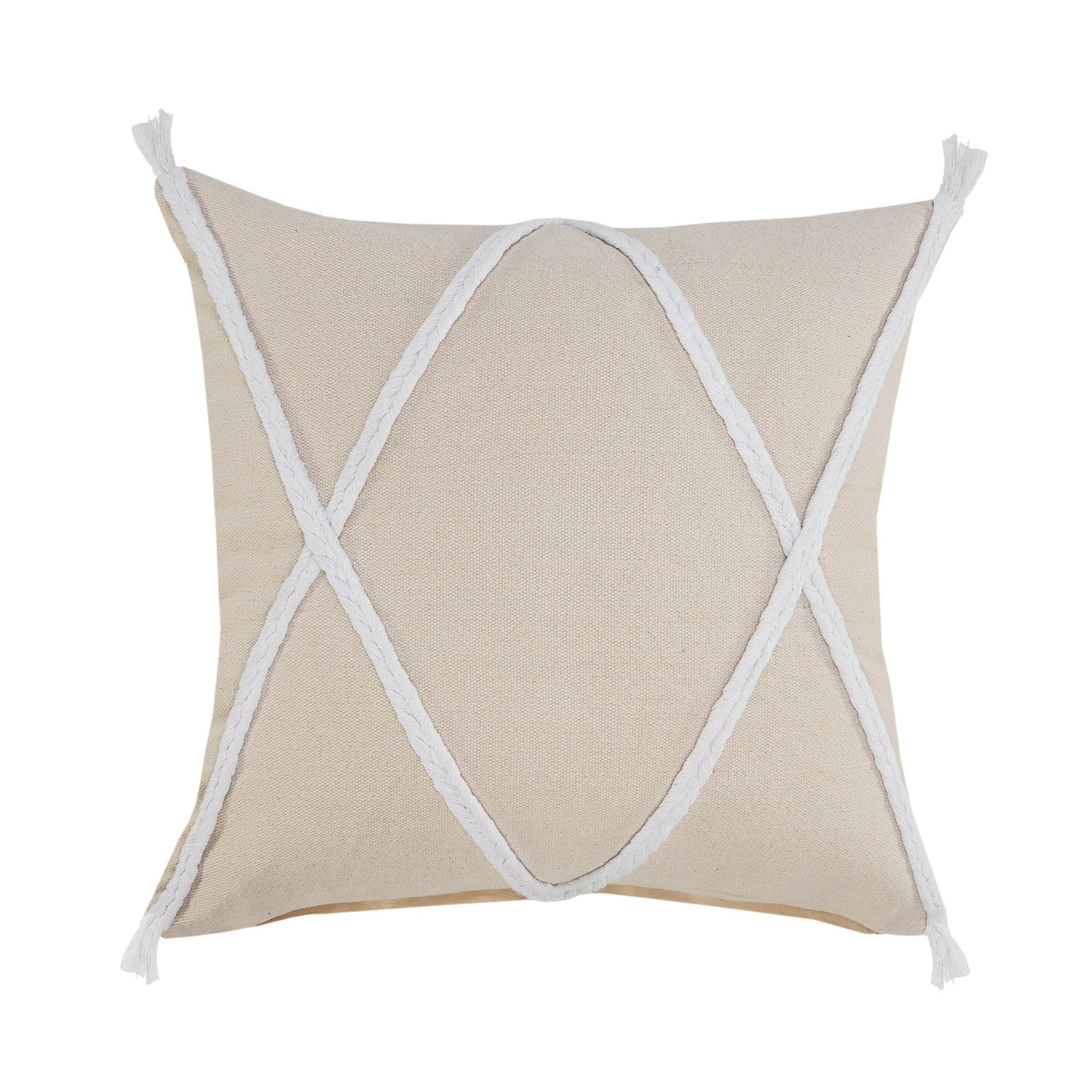 20" X 20" Birch And White 100% Cotton Coastal Zippered Pillow FurniFindUSA