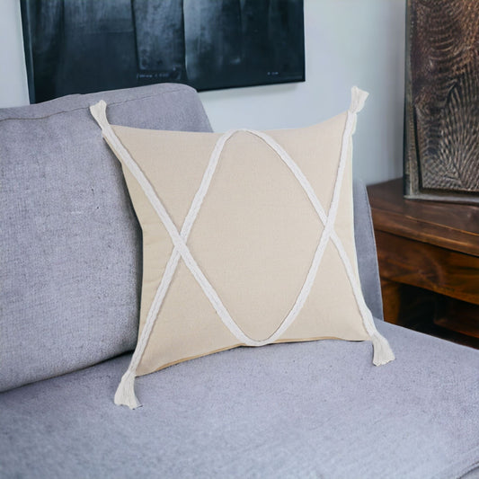 20" X 20" Birch And White 100% Cotton Coastal Zippered Pillow FurniFindUSA