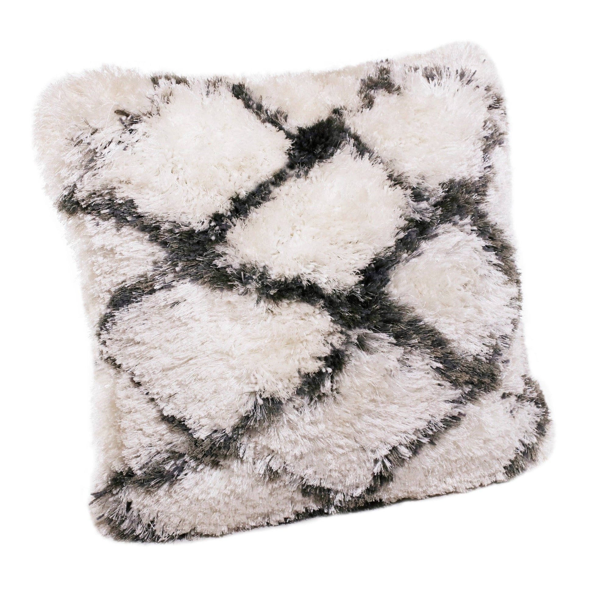 20" X 20" Black And White Polyester Geometric Zippered Pillow FurniFindUSA