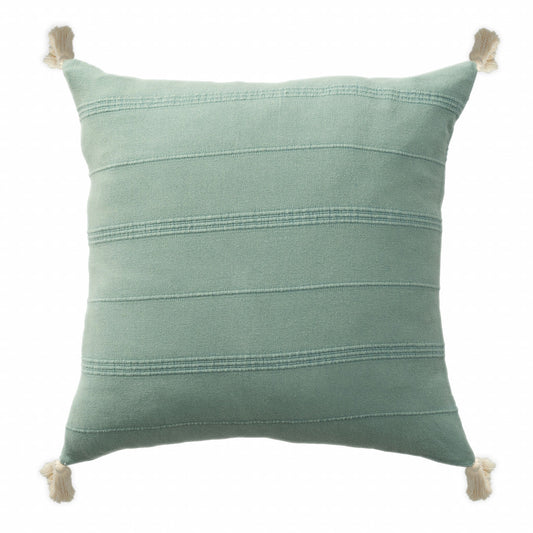 18" X 18" Aqua And Green 100% Cotton Zippered Pillow FurniFindUSA
