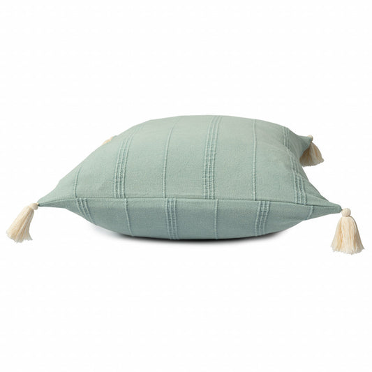 18" X 18" Aqua And Green 100% Cotton Zippered Pillow FurniFindUSA