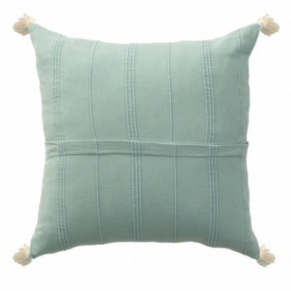 18" X 18" Aqua And Green 100% Cotton Zippered Pillow FurniFindUSA