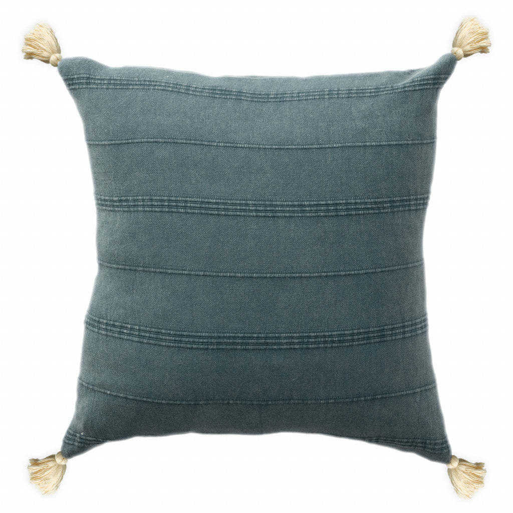 18" X 18" Bluish Gray 100% Cotton Zippered Pillow FurniFindUSA