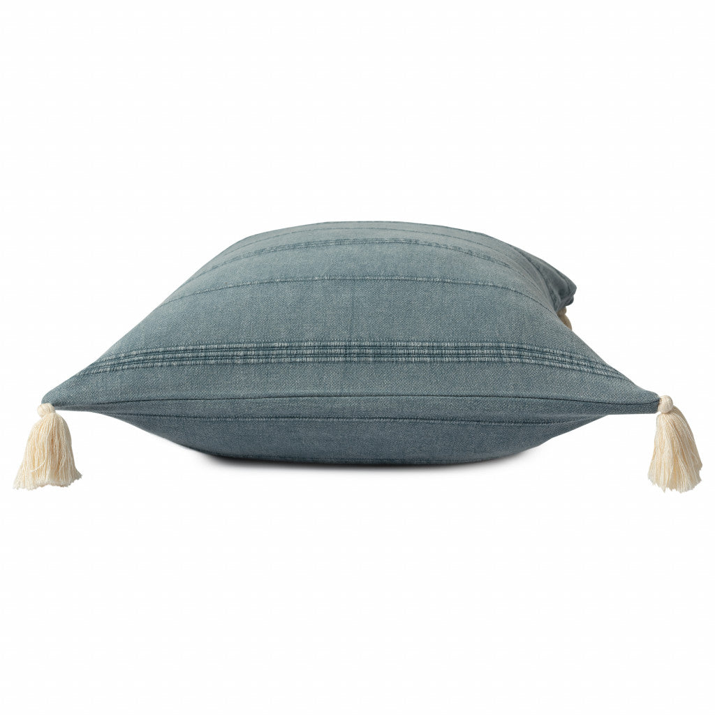 18" X 18" Bluish Gray 100% Cotton Zippered Pillow FurniFindUSA