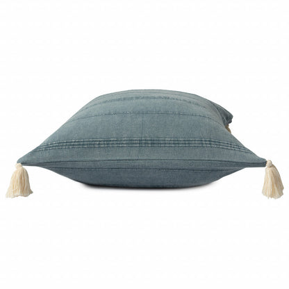 18" X 18" Bluish Gray 100% Cotton Zippered Pillow FurniFindUSA