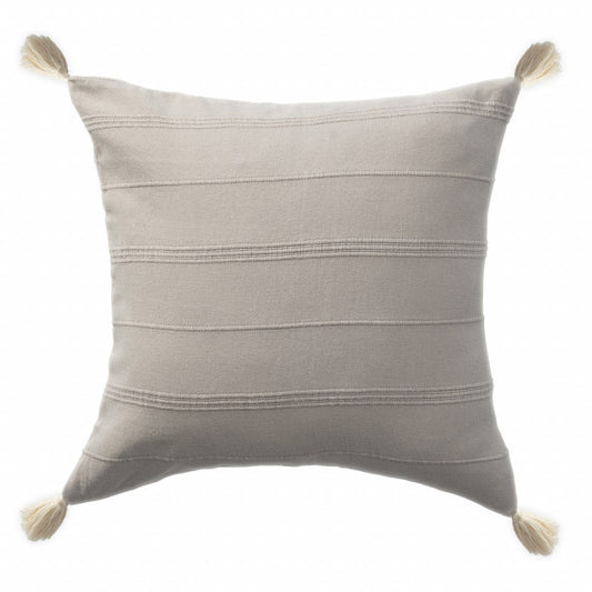 18" X 18" Beige 100% Cotton Zippered Pillow FurniFindUSA