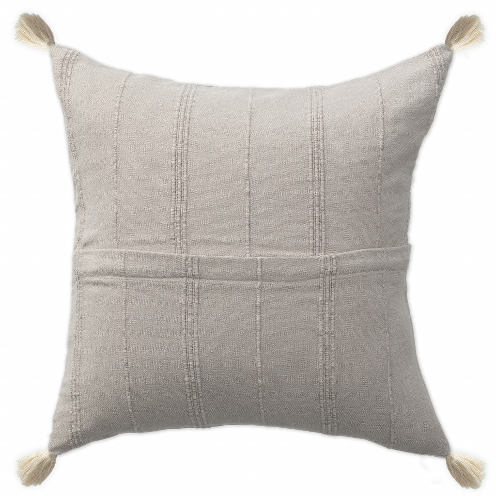 18" X 18" Beige 100% Cotton Zippered Pillow FurniFindUSA