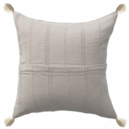 18" X 18" Beige 100% Cotton Zippered Pillow FurniFindUSA