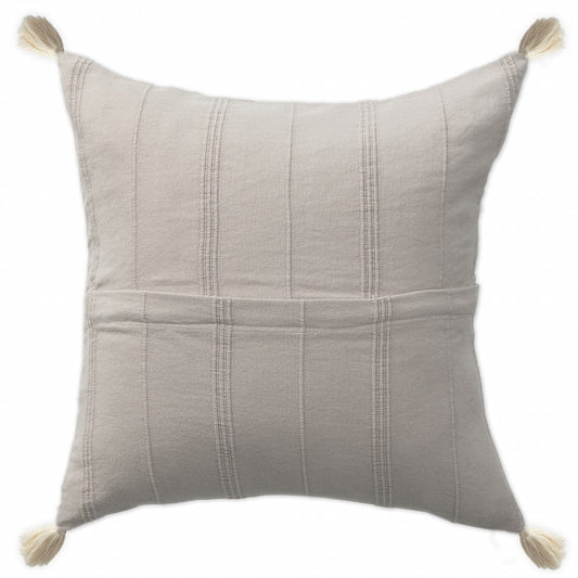 18" X 18" Beige 100% Cotton Zippered Pillow FurniFindUSA