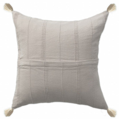 18" X 18" Beige 100% Cotton Zippered Pillow HomeRoots