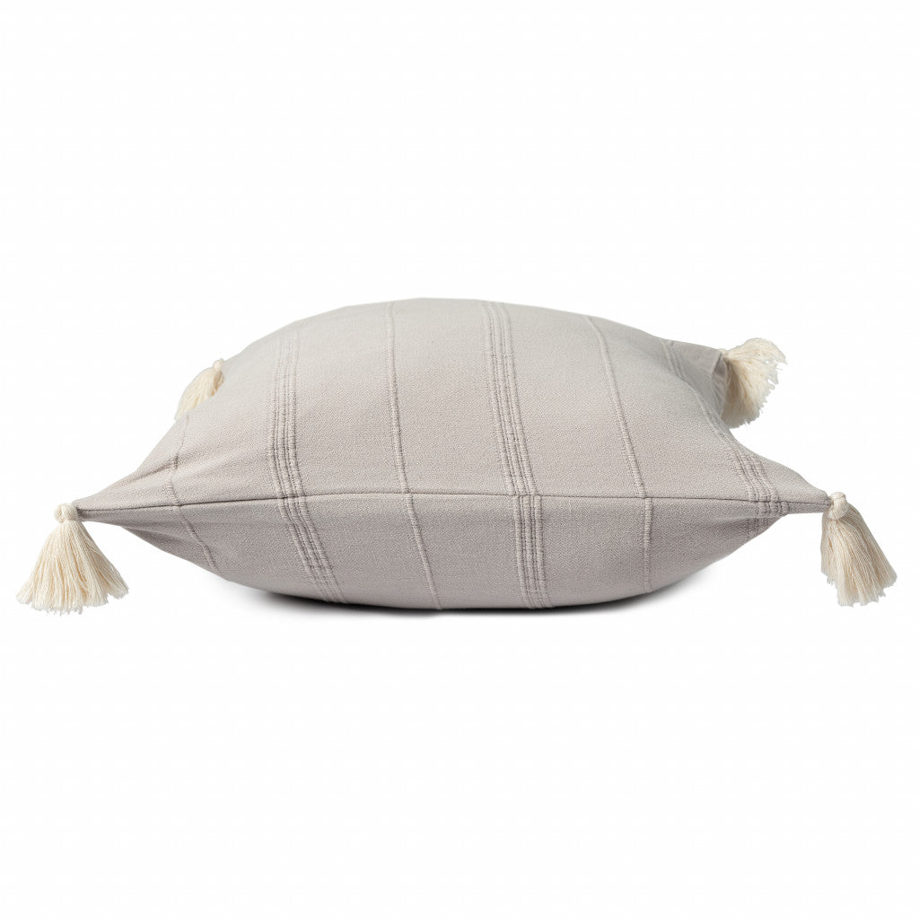 18" X 18" Beige 100% Cotton Zippered Pillow FurniFindUSA
