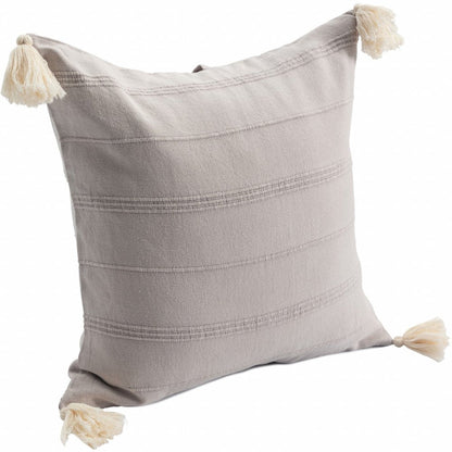 18" X 18" Beige 100% Cotton Zippered Pillow HomeRoots
