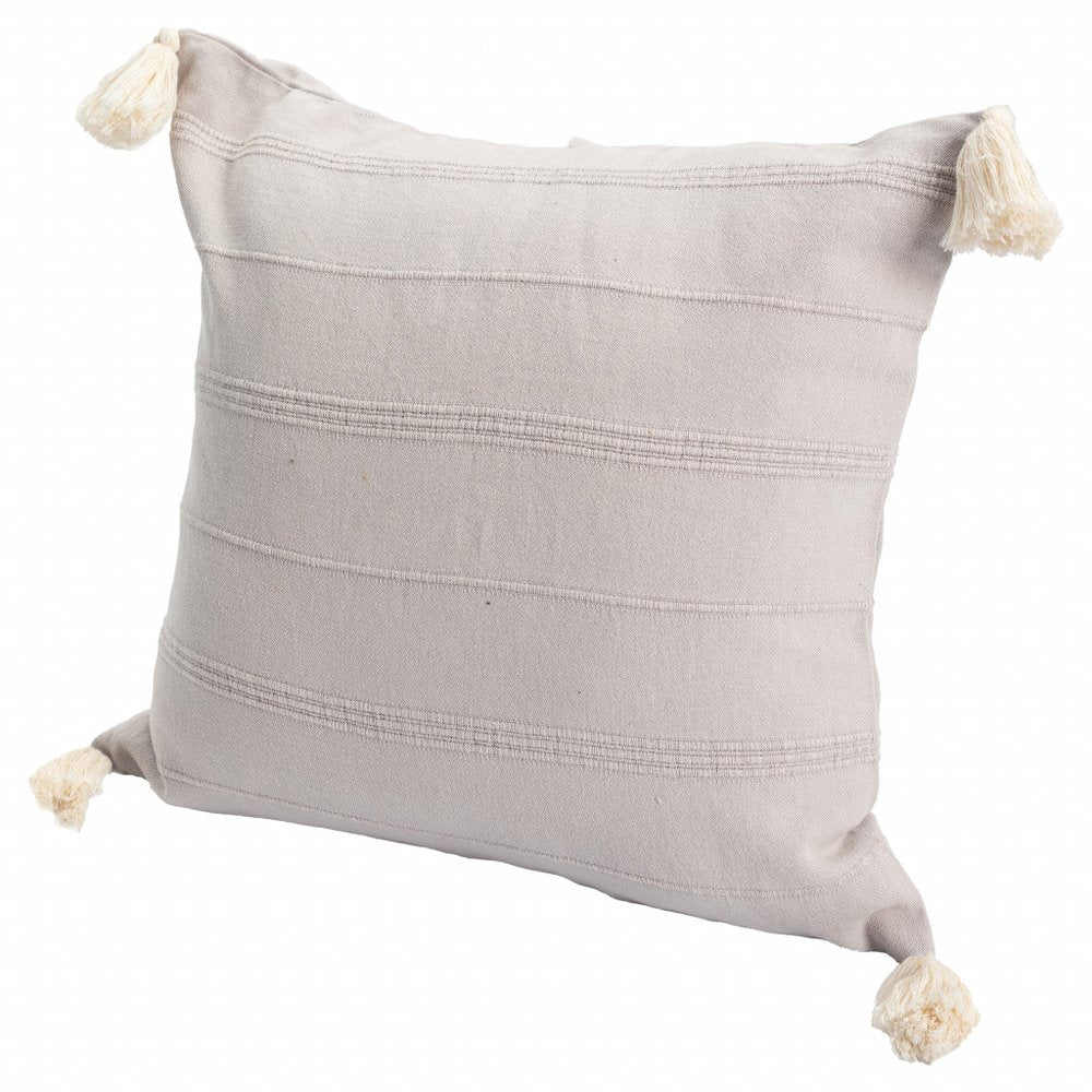 18" X 18" Beige 100% Cotton Zippered Pillow — view 6
