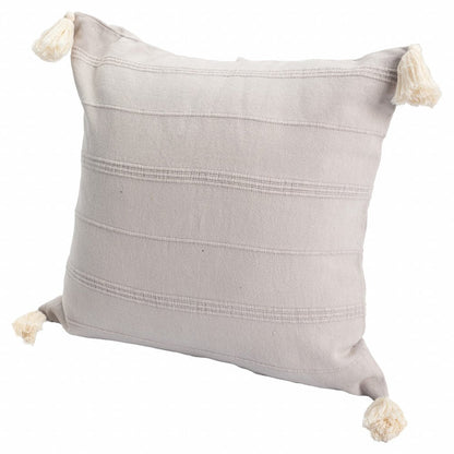 18" X 18" Beige 100% Cotton Zippered Pillow HomeRoots
