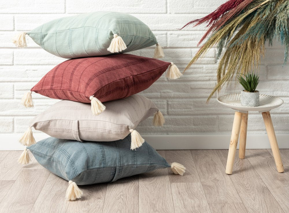 18" X 18" Beige 100% Cotton Zippered Pillow — view 7