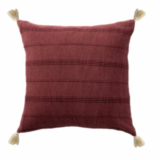 18" X 18" Burgundy 100% Cotton Zippered Pillow FurniFindUSA