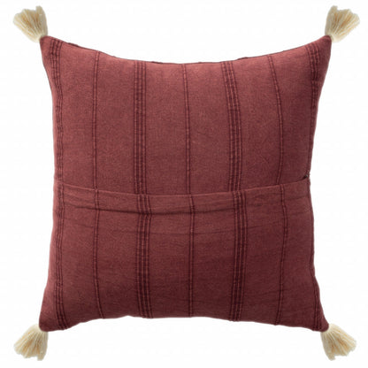 18" X 18" Burgundy 100% Cotton Zippered Pillow FurniFindUSA