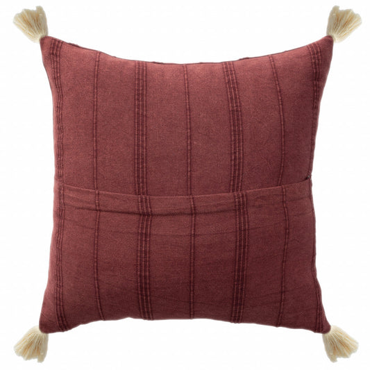 18" X 18" Burgundy 100% Cotton Zippered Pillow FurniFindUSA
