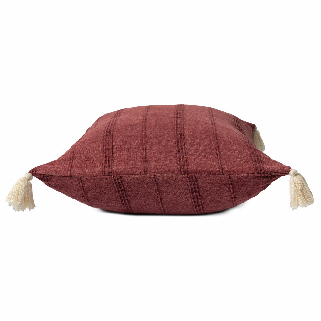 18" X 18" Burgundy 100% Cotton Zippered Pillow FurniFindUSA